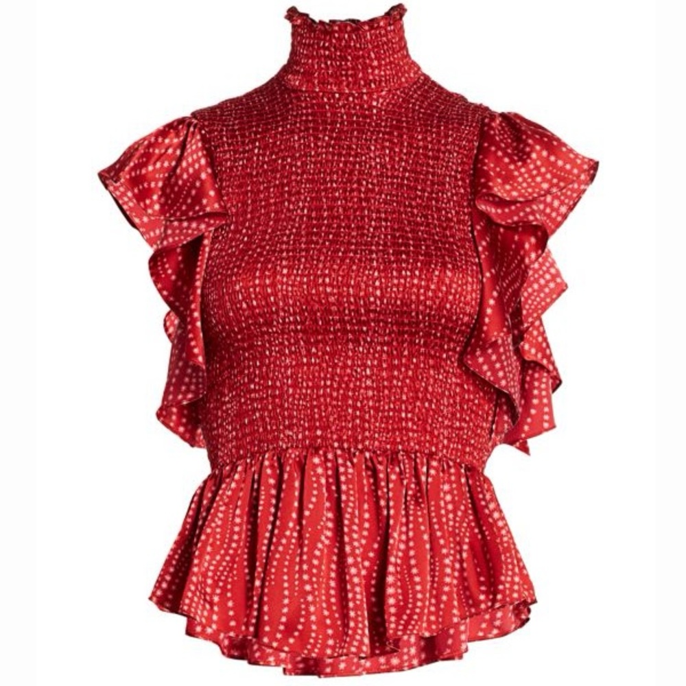 Cinq a Sept Kimiko Smocked Silk Top - Picture 3 of 13